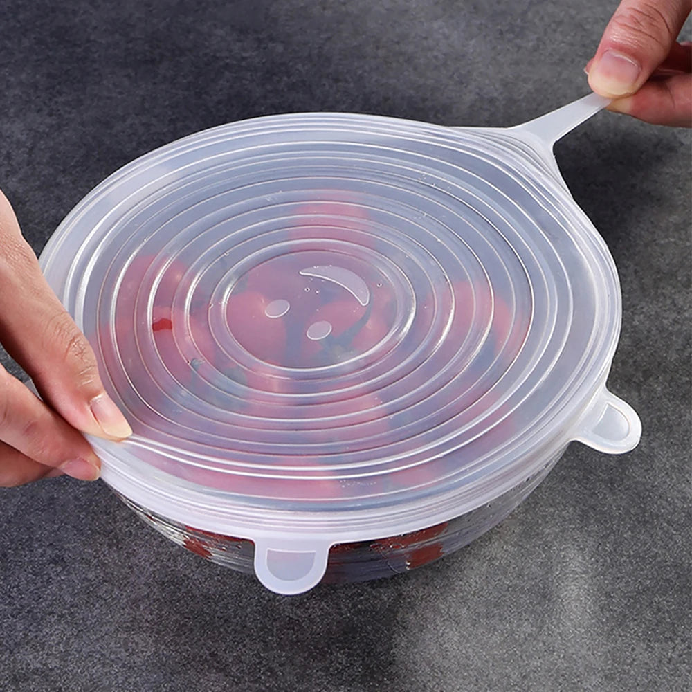 🌱 FlexiSeal – Couvercles extensibles en silicone réutilisables (6 pièces)