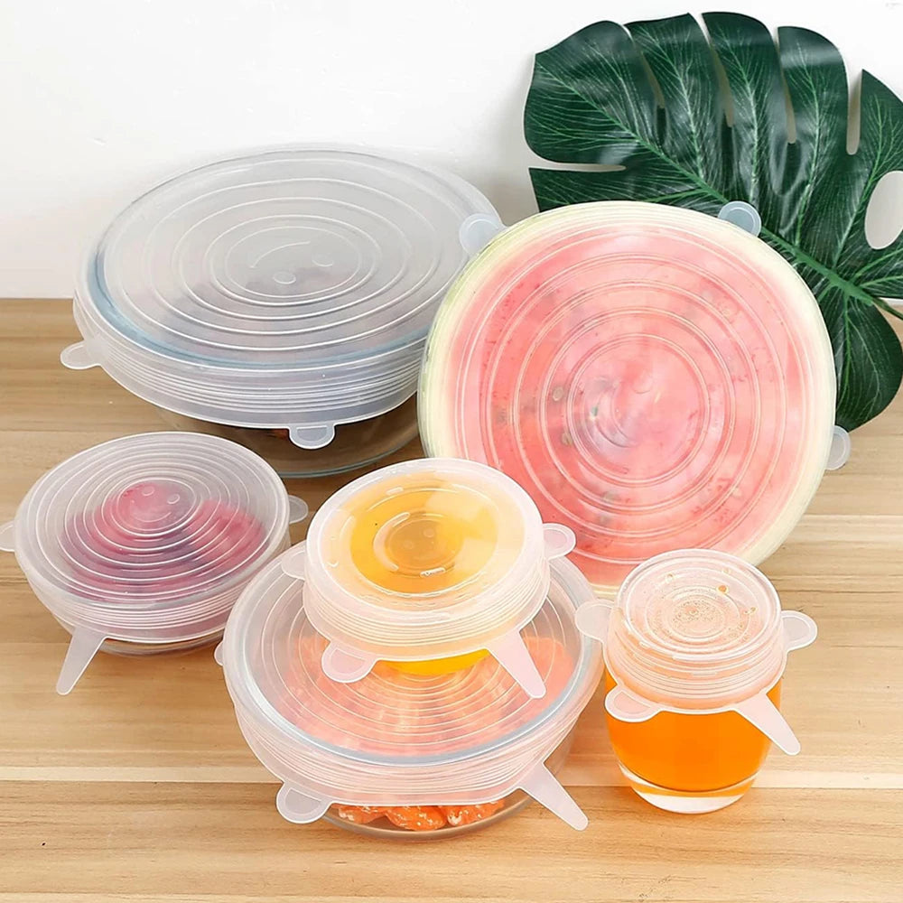 🌱 FlexiSeal – Couvercles extensibles en silicone réutilisables (6 pièces)