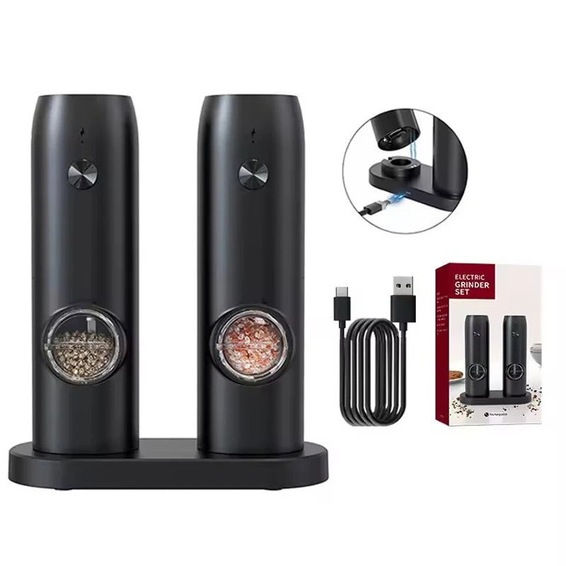 🌶️ GrindMaster Luxe – Moulin à poivre électrique avec station de recharge USB