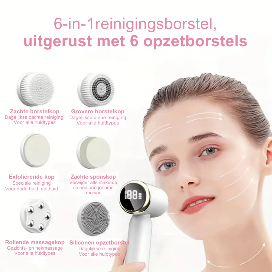 GlowSonic™ - 6-in-1 gezichtsreinigingsborstel