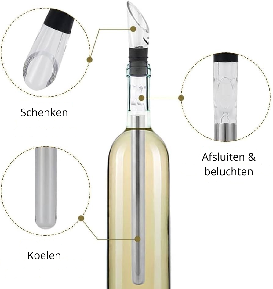 ❄️ Ensemble refroidisseur à vin CoolCraft 4 en 1 en acier inoxydable