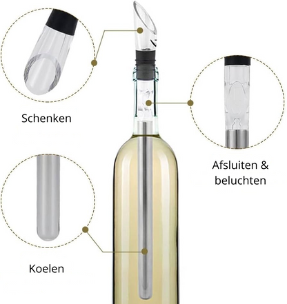 ❄️ Ensemble refroidisseur à vin CoolCraft 4 en 1 en acier inoxydable