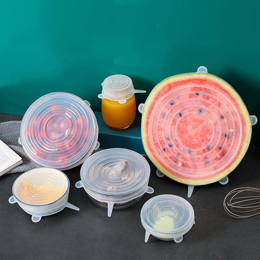🌱 FlexiSeal – Couvercles extensibles en silicone réutilisables (6 pièces)